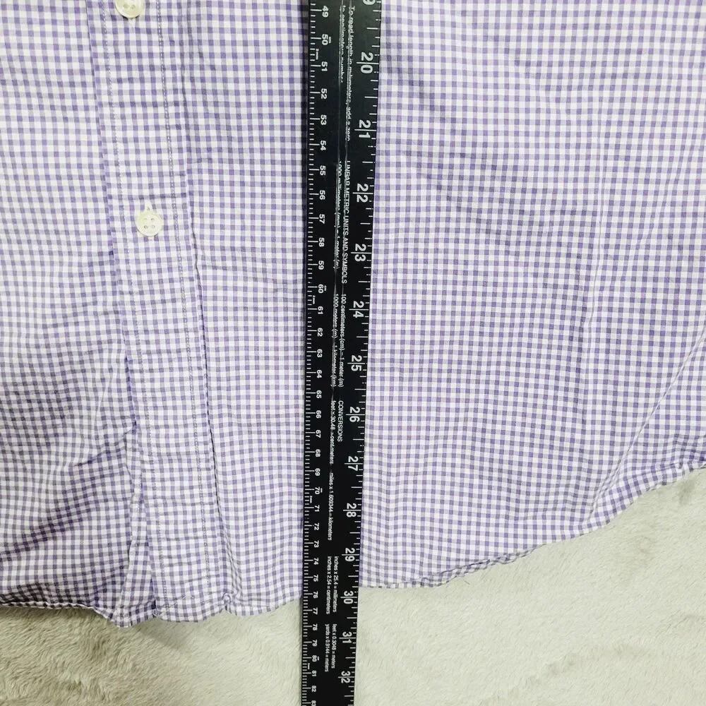 Ralph Lauren Shirt Mens 2XL Purple Check Long Sleeve Button Down Cotton Logo
